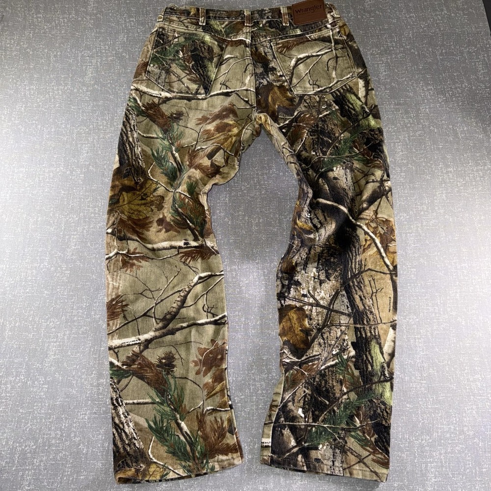Wrangler Pro Gear Jeans Mens 34x32 Realtree Camo Straight Leg Hunting Denim